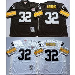 American football wear franco harris 32 jerseys throwback men white black shirt mitchell ness adult size stitched jersey mix order