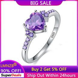 Band Rings With Credentials Real Tibetan Silver Amethyst Ring Lovely Heart Shape Purple Zircon Crystal Ring for Women Jewelry Romantic Gift Z0327