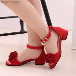 Sandals 2022 Kids Leather Shoes Girls Wedding Dress Shoes Children Princess Leather Sandals For Girls Casual Dance Shoes Flat Sandals W0327
