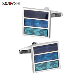 Cuff Links SAVOYSHI Classic Square Enamel Cufflinks for Mens Business Tuxedo Shirt Cuff buttons Wedding Gift Free Engraving Name 230325