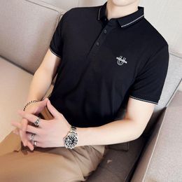Men's Polos British Style Embroidered POLO Shirt For Men 2023 Summer Short Sleeve T-shirts Fashion Casual Business Social Lapel Tee Tops