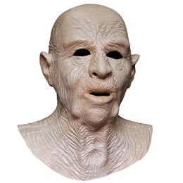 Party Masks Old Man Mask Bald Head Lifelike Male Head Mask Grandpa Latex Fancy Stag Party Costume Props 230327