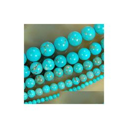 Stone 8Mm One Strand Blue Natural Turquoises Loose Jewelry Beads Pick Size 4 6 8 10 12 14Mm Diy Crafts Drop Delivery 202 Dhgts