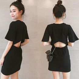 Casual Dresses Women Summer Hepburn Style Black Sexy Hollow Out Bodycon Dress Night Club Bar Short Mini Package Hip Vestidos