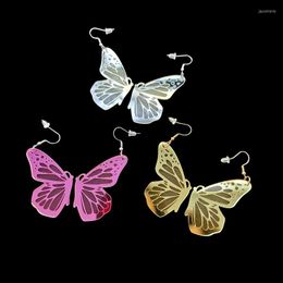 Dangle Earrings KUGUYS Pink Gold Silver Colour Butterfly Drop For Girls Womens Trendy Jewellery Fashion Printing Acrylic Accessories