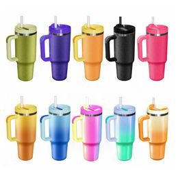 40oz/1200ml Handle Large Capacity Water Bottles Stainless Steel Coffee Thermos Mugs Car Cups Travel Tumblers RRA4707