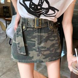 Skirts Y2K American Retro Sweet And Cool Spice Girl Camouflage Women's Denim Skirt 2023 Summer Trend A High Waist Pocket Hip