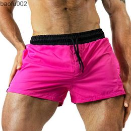 Men's Shorts New Men Sports Quick Dry Without Lining Shorts Lightweight Elastic Belt Boxers Trunks Jams For Gyms Running Fitness Beach Shorts W0327