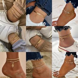 Anklets Modyle Vintage Simple Gold Colour Link Chain For Women Bohemian Leaves Ball Snake Anklet Bracelet Fashion Jewellery