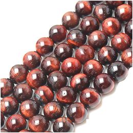 Stone 8Mm Wholesale Natural Beads Red Tiger Eye Round Loose For Jewellery Making 15.5 Pick Size 4/6/8/10/12 Mm Drop Deliver Dh2Nh