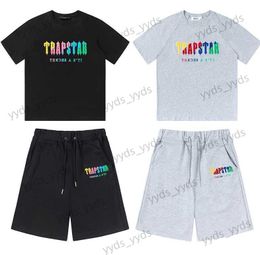 Men's Tracksuits Trapstar Rainbow Towel Embroidery Street Loose Relaxed Short Sleeve Shorts Sports Set T230327