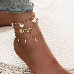 Anklets Summer Butterfly For Women And Girls Foot Accessories Angel/honey Acrylic Ankle Bracelets Tassel Meatl KL309F3