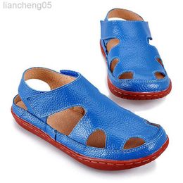 Sandals summer Kids leather sandals Children genuine leather sandals boy beach shoes kids cloesd toe toddler shoes girls sandals W0327