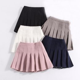 Skirts Baby Girls Skirt Kids Pleated Skirts Preppy Style School Girl Dance Skirt Fall Spring Children Girl Clothes 230327