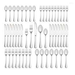 Dinnerware Sets 50 Piece Premium Stainless Steel Flatware Set Mirror Polished Cutlery Utensil Durable Kitchen Eating Tableware