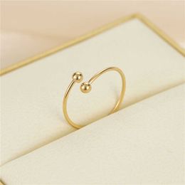 Band Rings Anslow Fashion Elegant Adjustable Lover's Couple Thin Gold Plated Colour Double Ball Finger Charm Twist Open Joint Ring Jewellery G230327