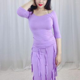 Stage Wear Belly Dance Training Suit Tassel Skirt Split Modal Modern Oriental Dress Customizable