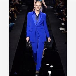 Women's Two Piece Pants Designs Womens Royal Blue Formal Suits For Weddings Tuxedo Ladies Business Office Blazer Custom MadeWomen's