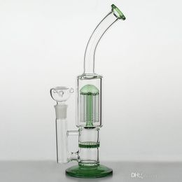 12 Inches Tall Green Glass Bong Arm Tree Percolator Honeycomb Diffuser Dab Rig Thick Oil Rigs Smoking Hookah 18.8mm Female Joint Glass Bong