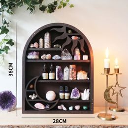 Art Essential oil Display Rack Crystal Stone Wall Boho Hanging Gothic Decoration Stand Mounted Organizer Home Decor 230327