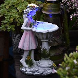 Garden Decorations Solar Powered Light Fairy Statue Outdoor Waterproof Angel Figurine Decorative Ornament Lamp for Backyard 230327
