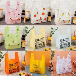 Gift Wrap 50pc Supermarket Shopping Bag Thickened Plastic With Handle For Wedding Candy Bread Fruit And Food Takeaway Packaging