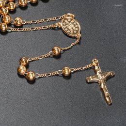 Chains 6mm Rosary Prayer Beads Necklace Catholic Christian Religious Jewellery Charm Gift For Men Women Cross Pendant Jewelle