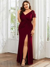 Plus Size Dresses Elegant Backless Dress For Women Sexy Lace Splicing High Waist Slit Evening Party Long Luxury Vestidos Ladies