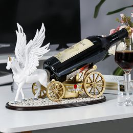 Resin Home Decor Red Wine Pegasus Horse Decoration Living Room Office Table Ornaments Crafts Bar Festival Wedding Gifts Creative Animal Figurines