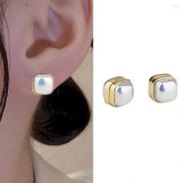 Backs Earrings Fashion Elegant Pearl Magnetic Ear Clip For Women Luxury Magnet Square Love Heart Stud Without Piercing Jewelry