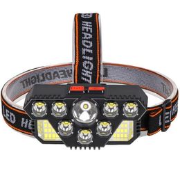 Super Birght Headlamp flashlight 8 led 20 SMD Built in battery Headlamp Rechargeable Head Torch Lights 4 lighting Mode Outdoor Running Cycling Trekking Headlight