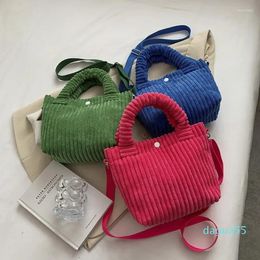 Evening Bags Corduroy Casual Women's Side Shoulder Crossbody Bag 2023 Cotton Zipper Tote Handbags Designer Ladies Shopper Purse