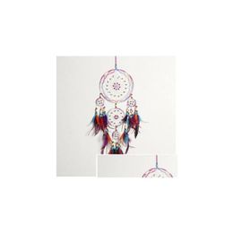 Novelty Items Handmade Fashion Design 4 Circle Dream Catcher With Feather Wall Hanging Decor Room Craft Ornament Dreamcatcher Christm Dhgka
