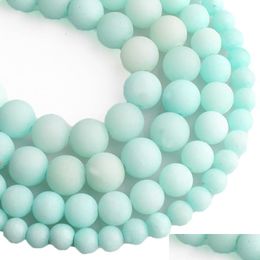 Stone 8Mm Natural Blue Amazonite Frosted Beads Round Loose 6Mm 10Mm 12Mm For Jewelry Making Fit Diy Bracelet Drop Del Dhc1K