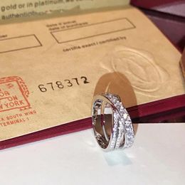 Bandringe S Sterling Sier Paris Nouvelle vage Markendesigner Doppelkreuzschichten Hochzeit mit Box Party Geschenk für Frauen Schmuck