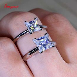 Band Rings Certified Pricess Cut Moissanite Engagement Ring 1CT 2CT Colourless VVS Diamond Bridal Proposal Rings Sterling Silver Weddig Band Z0327