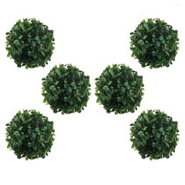 Decorative Flowers 6 Pcs Outdoor Decor Artifical Balls Fake Buxus Green Plants Garden Spheres Boxwood