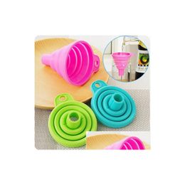 Other Kitchen Tools Usef Collapsible Style Funnel Hopper Protable Mini Sile Gel Foldable Cooking Accessories Gadg Qs