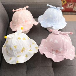 Caps Hats Spring Cute Baby Sun Heart Print Boy Girl Bucket Summer Outdoor Kids Children Panama Toddler Beach Beanie 230328