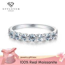 Band Rings Real Shiny Moissanite Ring 925 Sterling Silver Diamond Eternity Band Engagement Wedding Rings for Women Luxury Quality Jewellery Z0327