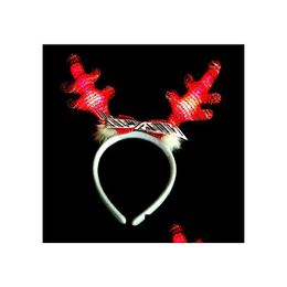 Party Favor Christmas Decorations With Lamp Deer Horn Hair Hoop Led Flash Decoration Childrens Luminous Headdress Wl953 Drop De Dhnle