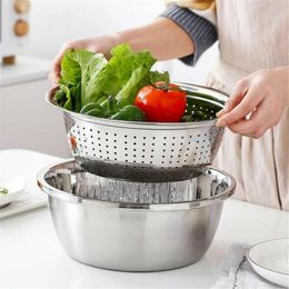 Fruit Vegetable Tools 3pcs/ 1set Vegetable Slicer Multifunctional Stainless Steel Vegetable Cutter Fruit Salad Fruit Bowl Drain Basket Kitchen Gadgets 230328