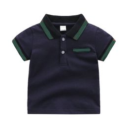 Çocuk Tişörtleri Boys T-Shirt Polos Tasarım Giysileri Bebek Giyim Küçük Çocuk Yaz Gömlek Tees Pamuk Cep Şeriti 1-6y