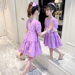 Girl's Dresses Dress For Girls Solid Colour Girls Dress Casual Style Kids Dresses Teenage Costumes For Girls 6 8 10 12 14