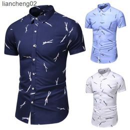 Men's Casual Shirts Summer breathable cotton Men Slim Printed Hawaiian vacation Short sleeve shirts male Office casual work shirt Plus Size 7XL W0328