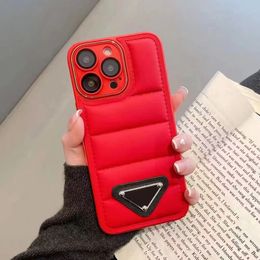 Fashion Designer Phone Cases For iPhone 14 13 12 11 Pro Max 14Pro 14Plus Orange Leather Back Cover New Down Jacket Airbag Protection Mobile Cellphone case 042001