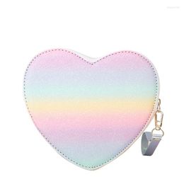 Evening Bags Gradual Colour Bling Fashion Heart Chain Shoulder For Women Cute Purses And Handbags Young Girls Party Clutch Bag Ladies