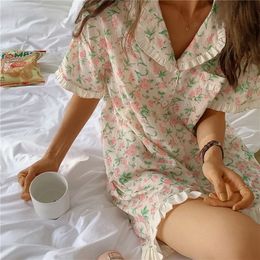 Women's Sleepwear Korea Style Women Short Sleeve TopsShorts 2 Pieces Pajamas Set Students Girls Plaid Print Sleepwear Pijima Loungewear Pyjamas 230328