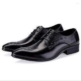 Dress Shoes Men Oxford Crocodile Pattern Prints Mens Lace Up Pointed Toe Wedding Office Leather Da62