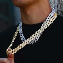 Hip Hop Jewellery Men Und Women Cuban Necklace White Gold Link Multi Layer Iced Out 18mm Chain Plated Silver